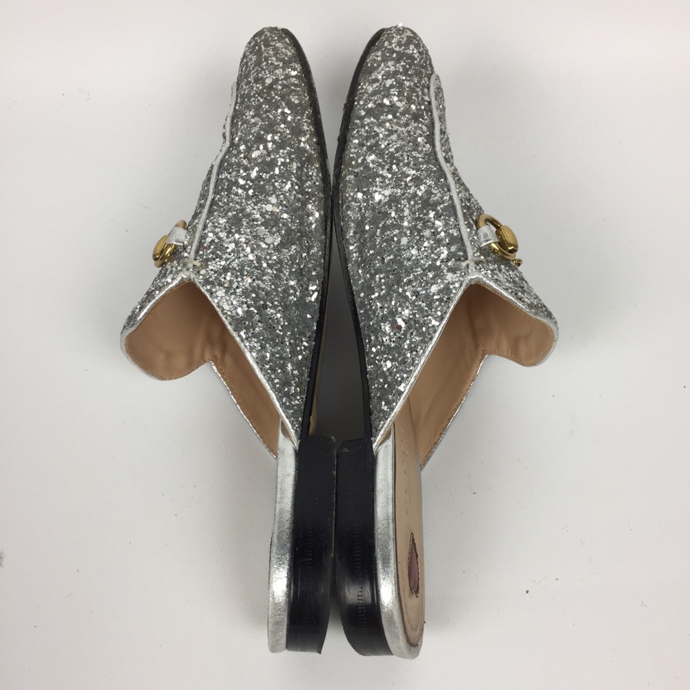 GUCCI Silver Glitter Princetown Mules \\ Sz 36 - Picture 6 of 8
